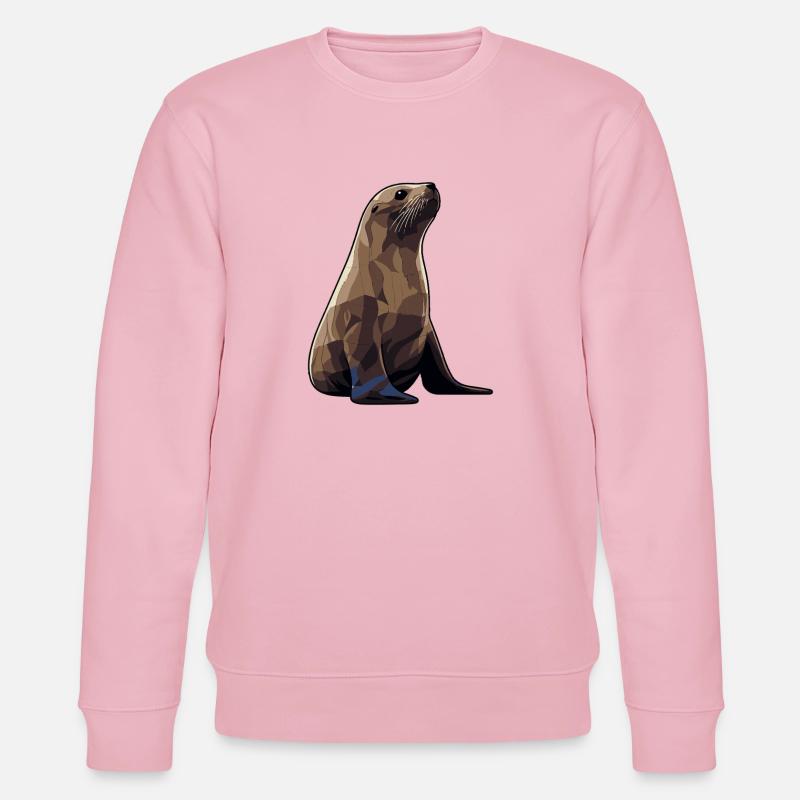 Seehund Tier Seelöwe - Stanley/Stella Unisex Bio-Sweatshirt CHANGER  - Hellrosa