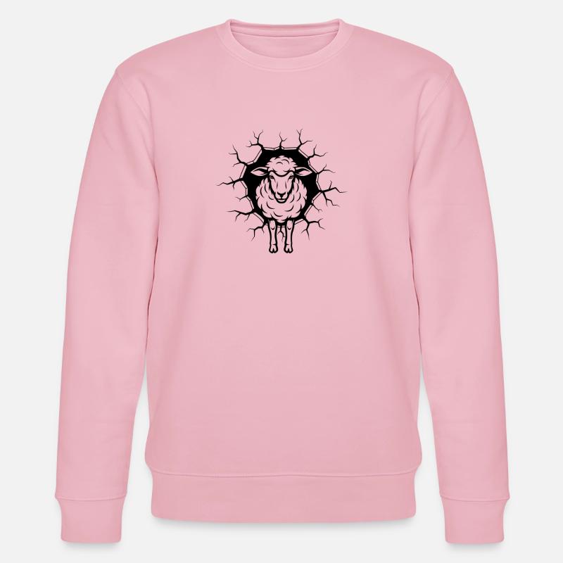 Schaf Wanddurchbruch – Lustiges Tier Wandbruch - Stanley/Stella Unisex Bio-Sweatshirt CHANGER - Hellrosa