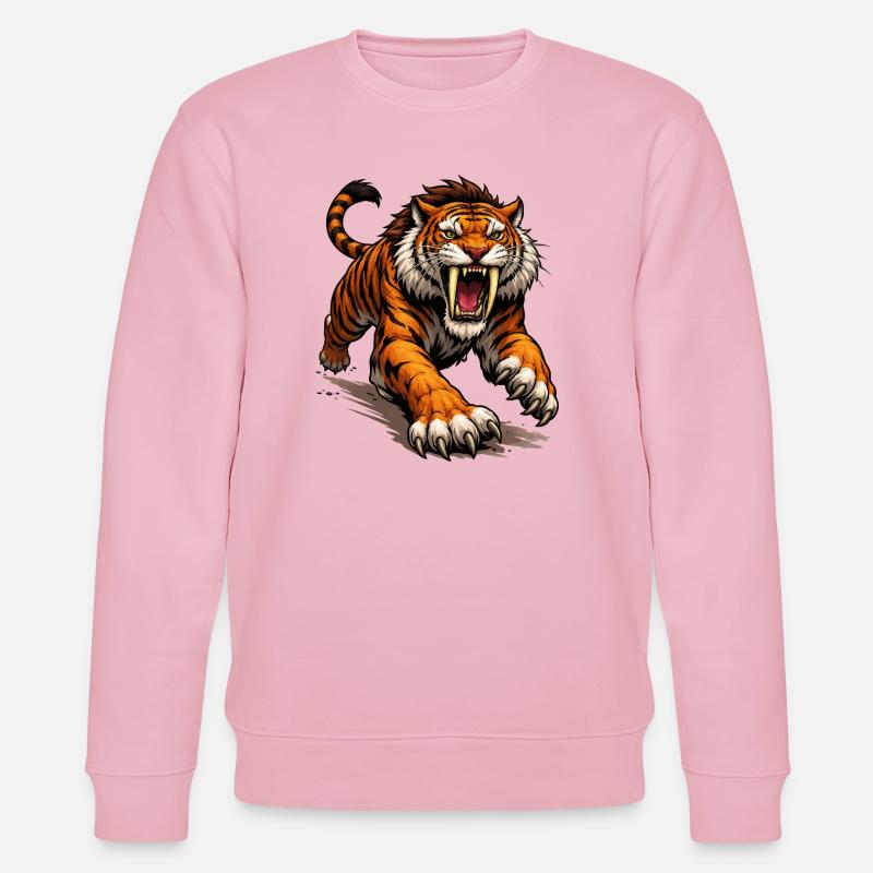 Comic Tiger Angriff - Stanley/Stella Unisex Bio-Sweatshirt CHANGER  - Hellrosa