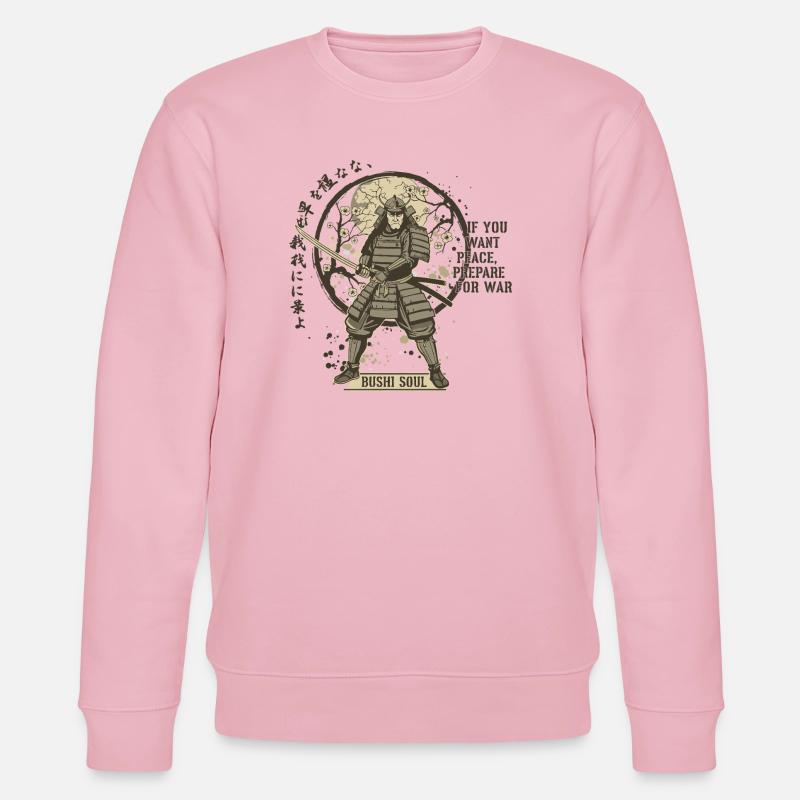 Bushi Seele Samurai in Blüten - Stanley/Stella Unisex Bio-Sweatshirt CHANGER  - Hellrosa
