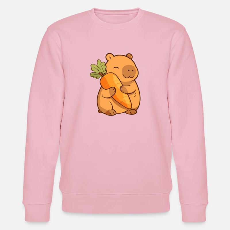 Capybara mit Karotte – entspannt & niedlich - Stanley/Stella Unisex Bio-Sweatshirt CHANGER  - Hellrosa