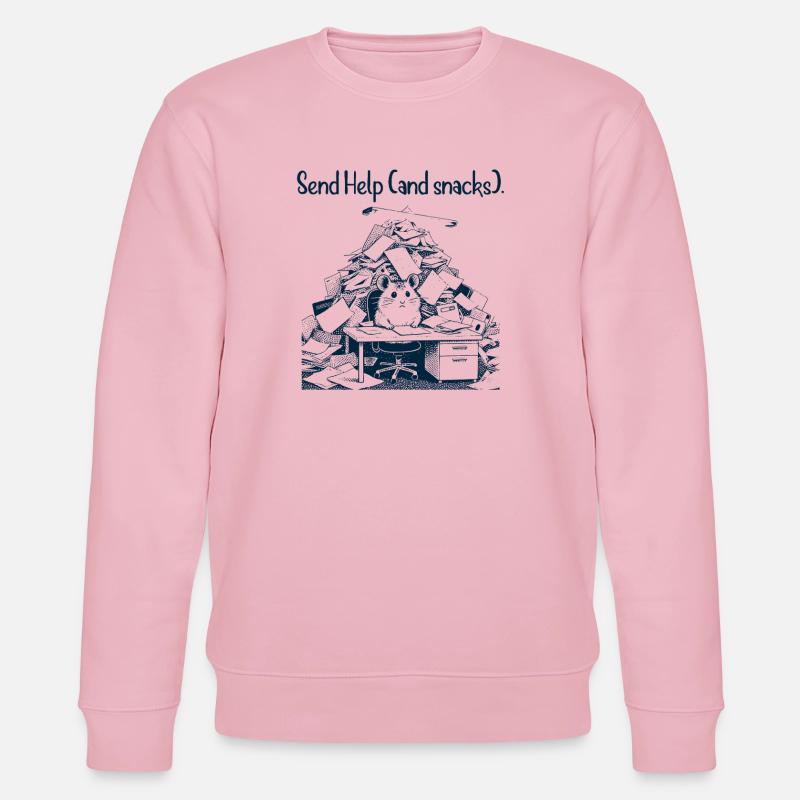 Hamster - Send Help and Snacks - Stanley/Stella CHANGER Unisex Organic Sweatshirt - cotton pink