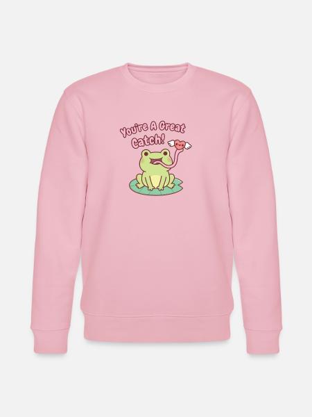 Cute Frog Catches Heart You Are A Great Catch - Stanley/Stella CHANGER Unisex Organic Sweatshirt - cotton pink