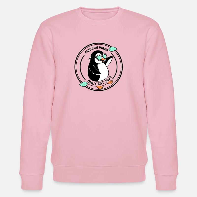 Schwarzer Pinguin in Mint-Brille 2026 - Stanley/Stella Unisex Bio-Sweatshirt CHANGER  - Hellrosa