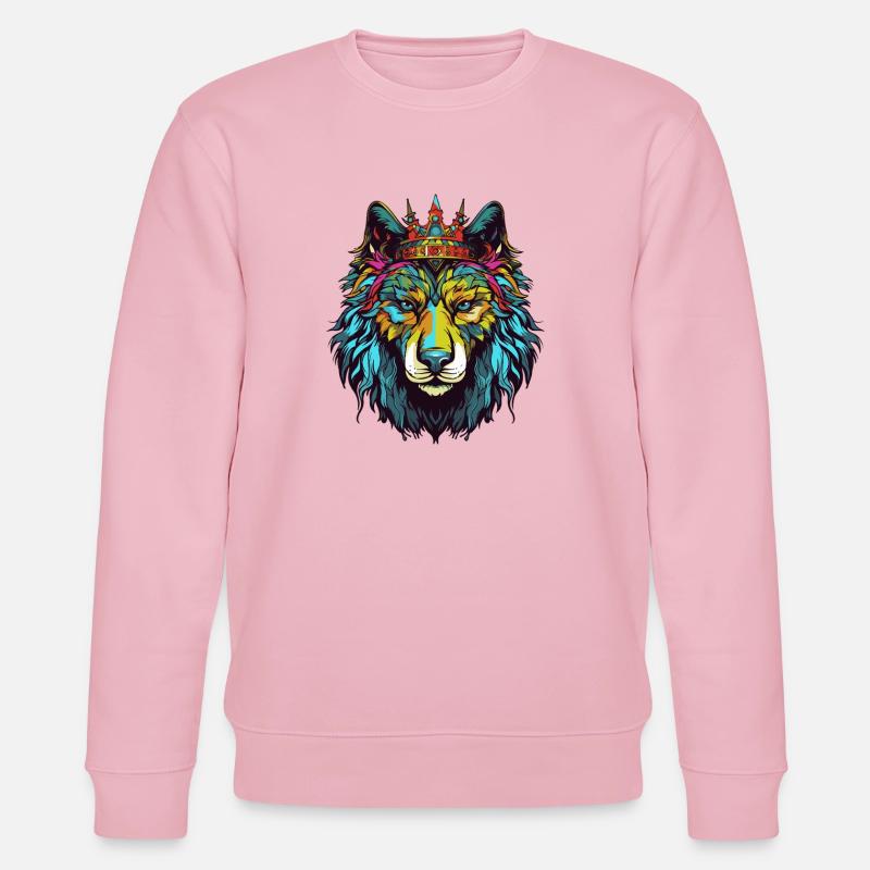 Wolf Comic Crown - Stanley/Stella CHANGER Unisex Organic Sweatshirt - cotton pink
