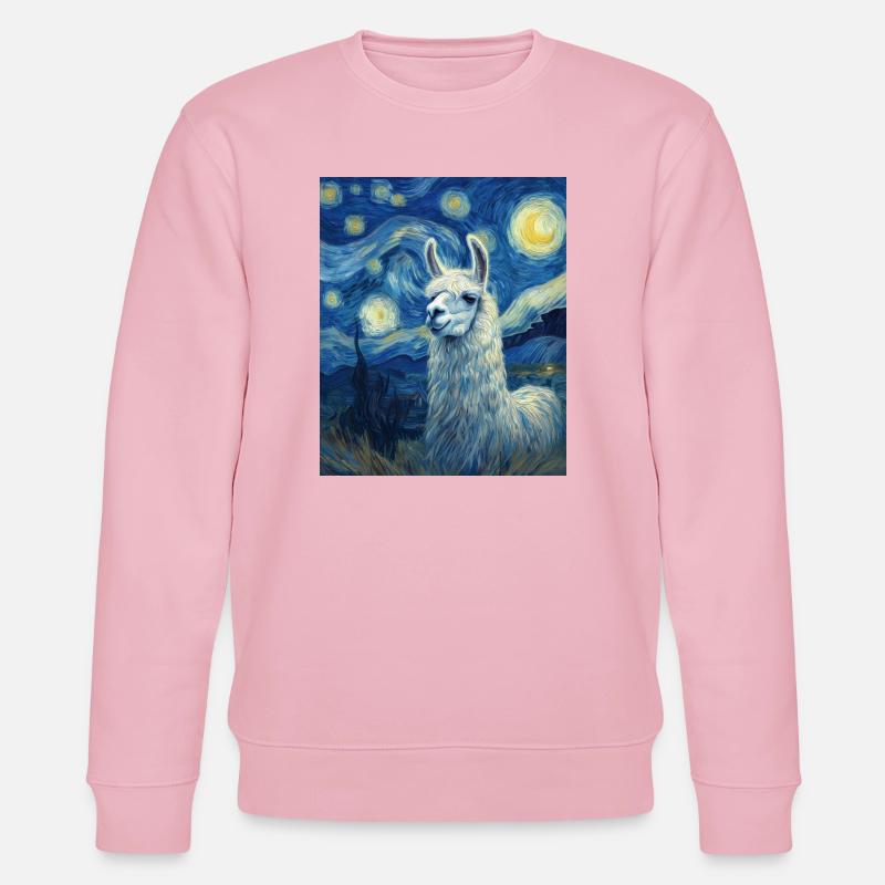 Lama Van Gogh Starry Night - Stanley/Stella CHANGER Unisex Organic Sweatshirt - cotton pink