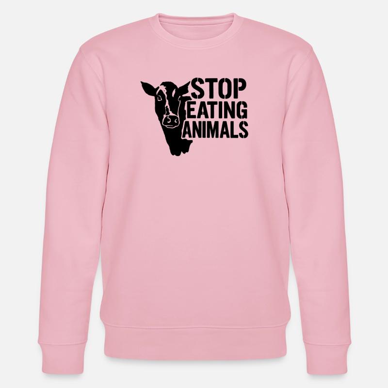 Kuhsilhouette Stop Eating Animals - Stanley/Stella Unisex Bio-Sweatshirt CHANGER  - Hellrosa