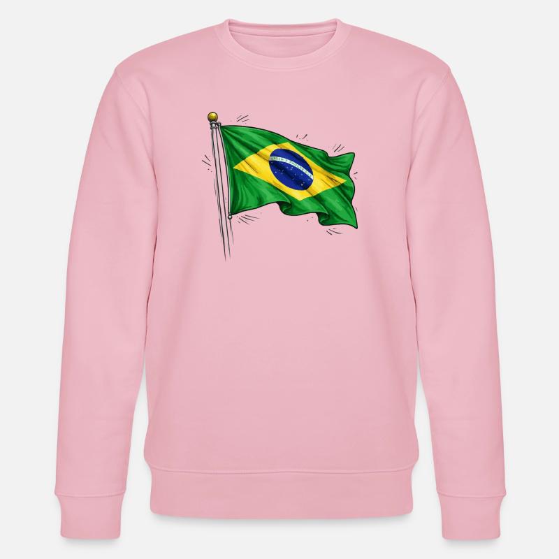 Brasilien Flagge - Stanley/Stella Unisex Bio-Sweatshirt CHANGER  - Hellrosa
