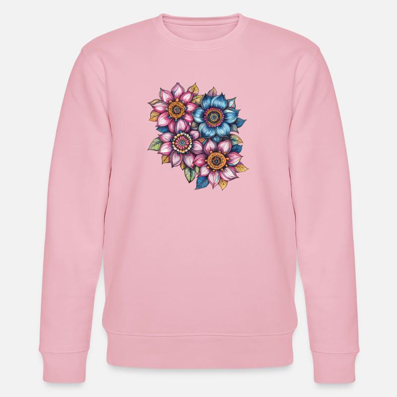 Blütenwirbel Farbblumen Muster - Stanley/Stella Unisex Bio-Sweatshirt CHANGER  - Hellrosa