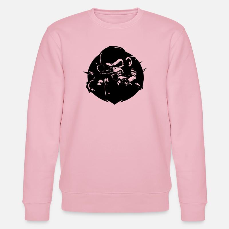 Affe mit Gewehr - Stanley/Stella Unisex Bio-Sweatshirt CHANGER  - Hellrosa