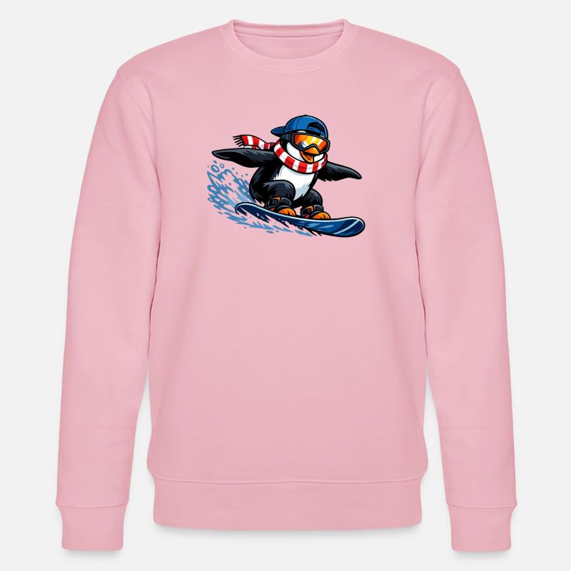 Pinguin Boarder Wintersport - Stanley/Stella Unisex Bio-Sweatshirt CHANGER  - Hellrosa