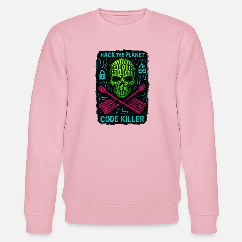 Hack the Planet Code Killer – Cybersicherheit - Stanley/Stella Unisex Bio-Sweatshirt CHANGER  - Hellrosa