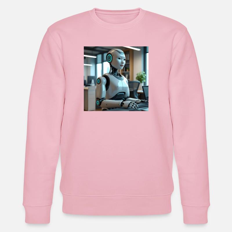 Robot humanoïde dans un bureau bleu - Sweat bio CHANGER Stanley/Stella Unisexe - rose pâle