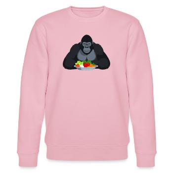 Cooler Gorilla mit Gemüseplatte Affe Motiv - Stanley/Stella Unisex Bio-Sweatshirt CHANGER  - Hellrosa - Vorne - Jaron (178cm) & Liana (172cm)