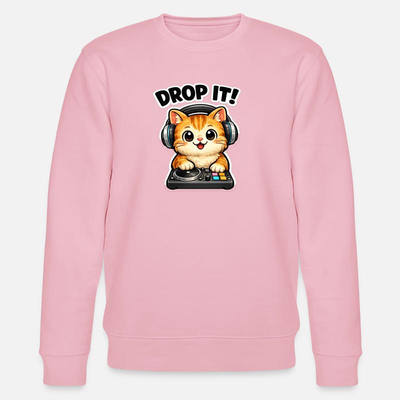 Drop It DJ Cat - Stanley/Stella CHANGER Unisex Organic Sweatshirt - cotton pink