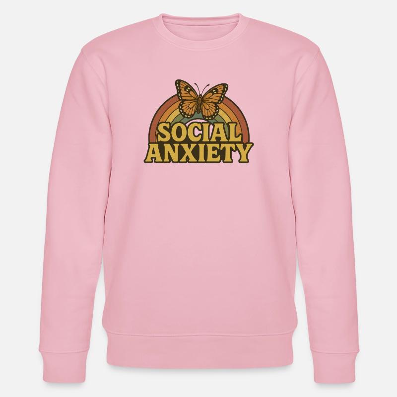 Retro Butterfly Soziale Angst - Stanley/Stella Unisex Bio-Sweatshirt CHANGER  - Hellrosa