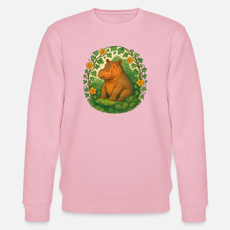 Verspieltes Nilpferd im Ivy Circle - Stanley/Stella Unisex Bio-Sweatshirt CHANGER  - Hellrosa