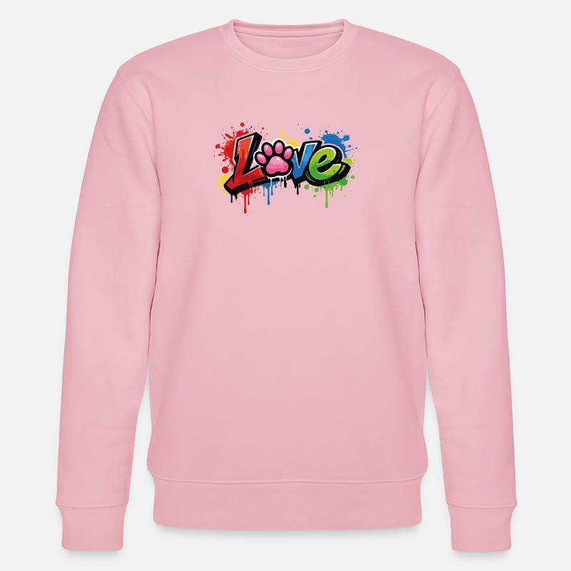 Love – Graffiti Stil mit Katzenpfote - Stanley/Stella Unisex Bio-Sweatshirt CHANGER  - Hellrosa