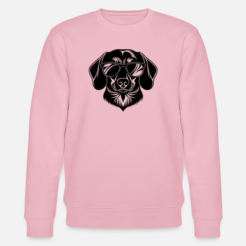 Dackel Hundekopf mit Sonnenbrille - Stanley/Stella Unisex Bio-Sweatshirt CHANGER  - Hellrosa