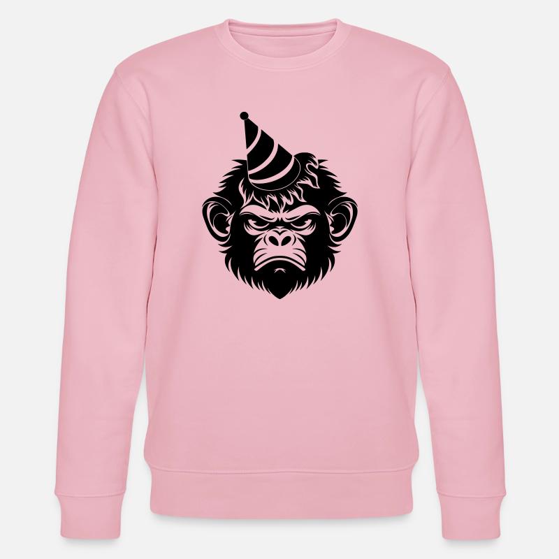 Launischer Affe mit Party-Hut - Stanley/Stella Unisex Bio-Sweatshirt CHANGER  - Hellrosa