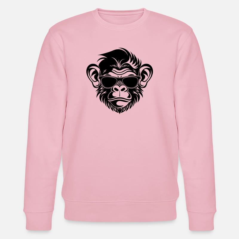 Cooler Affenkopf mit Sonnenbrille - Stanley/Stella Unisex Bio-Sweatshirt CHANGER  - Hellrosa
