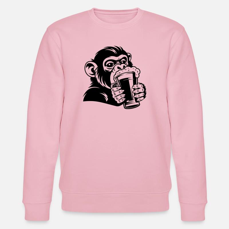 Lässiger Affe mit Getränk - Stanley/Stella Unisex Bio-Sweatshirt CHANGER  - Hellrosa