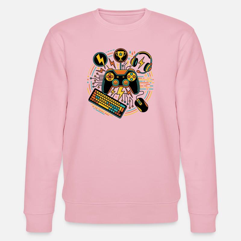 Neon Gaming Controller Motiv - Stanley/Stella Unisex Bio-Sweatshirt CHANGER  - Hellrosa