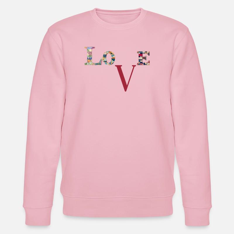 Love Patchwork Typography - Stanley/Stella CHANGER Unisex Organic Sweatshirt - cotton pink
