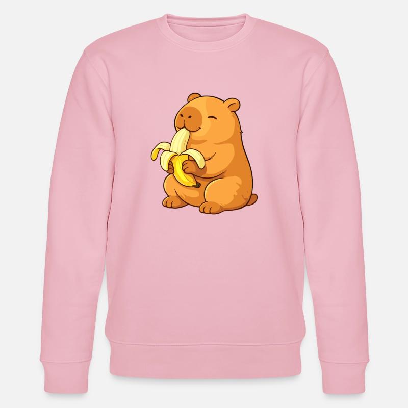 Capybara souriant mangeant une banane - Sweat bio CHANGER Stanley/Stella Unisexe - rose pâle