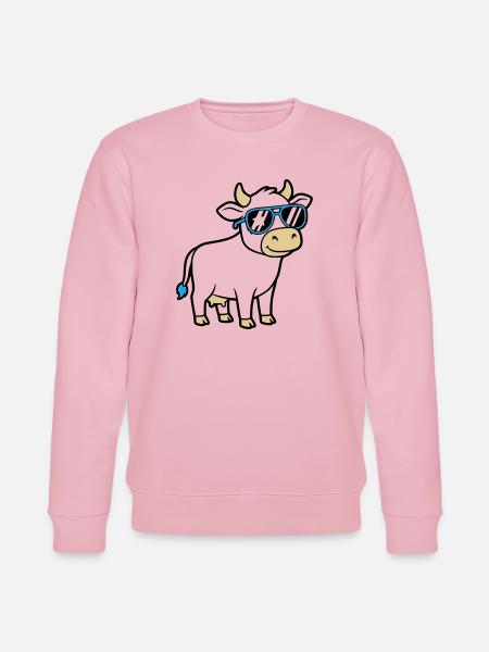 Cool Cow Sunglasses Casual Vector - Stanley/Stella CHANGER Unisex Organic Sweatshirt - cotton pink