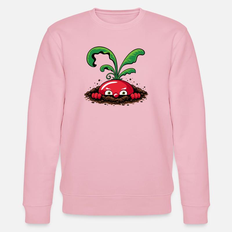 Neugieriges Radieschen aus der Erde  - Stanley/Stella Unisex Bio-Sweatshirt CHANGER  - Hellrosa