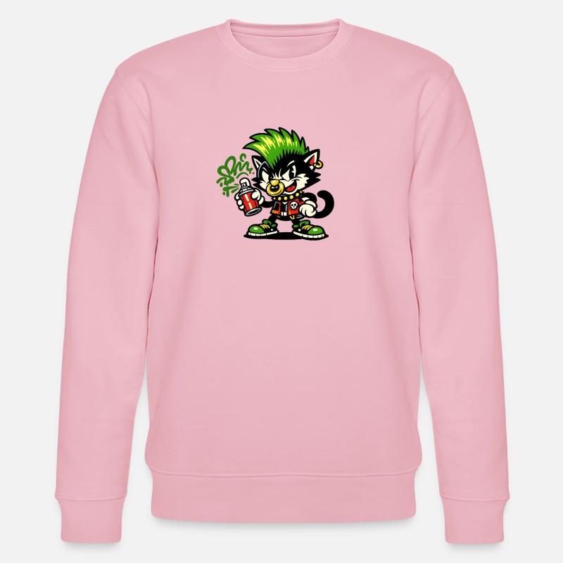 Punk-Katz Graffiti Sprayer - Stanley/Stella Unisex Bio-Sweatshirt CHANGER  - Hellrosa