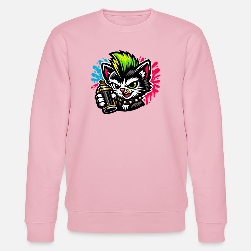 Graffiti Katze Sprühpunk - Stanley/Stella Unisex Bio-Sweatshirt CHANGER  - Hellrosa