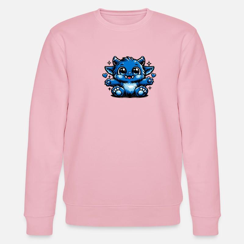 Blauer Kuschel-Drachen Comicstil - Stanley/Stella Unisex Bio-Sweatshirt CHANGER  - Hellrosa