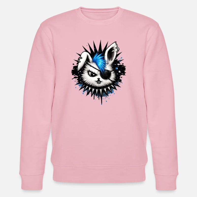 Punk rabbit with mohawk and eyepatch - Stanley/Stella CHANGER Unisex Organic Sweatshirt - cotton pink