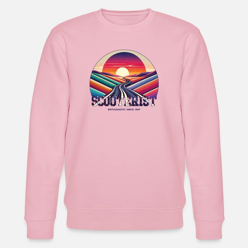 Regenbogenstraße Scooterist Sonnenuntergang Roller - Stanley/Stella Unisex Bio-Sweatshirt CHANGER - Hellrosa