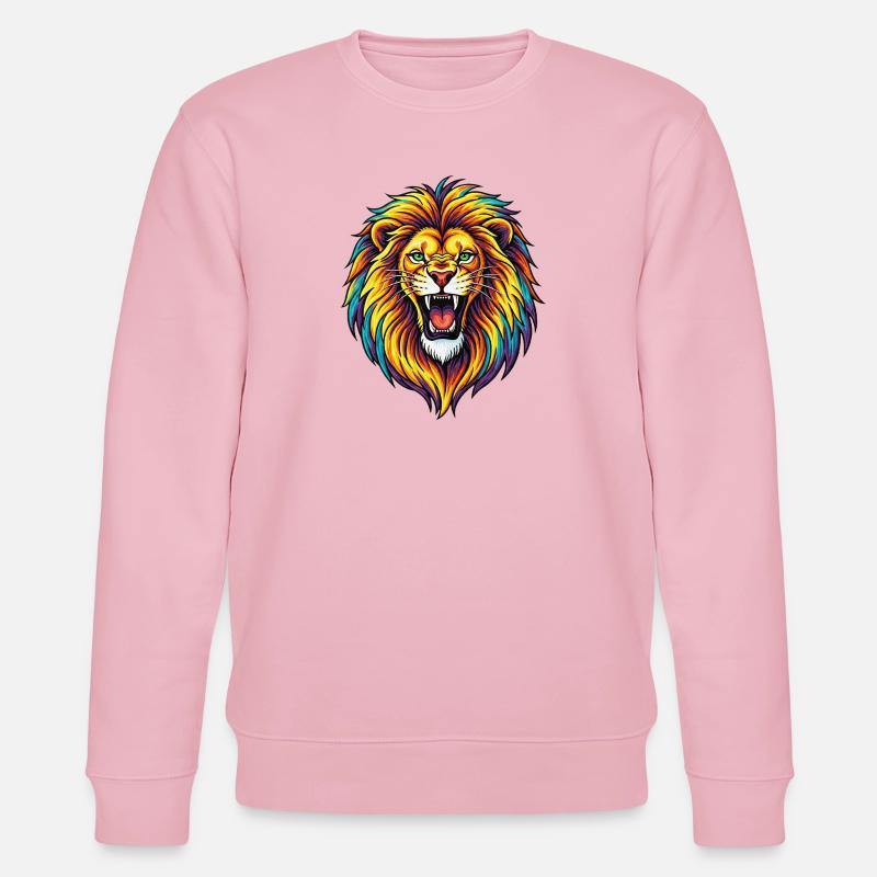 Neon-Regenbogenlöwen-Explosion - Stanley/Stella Unisex Bio-Sweatshirt CHANGER  - Hellrosa