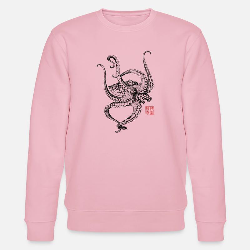 Oktopus mit Kanji Stempel - Stanley/Stella Unisex Bio-Sweatshirt CHANGER  - Hellrosa