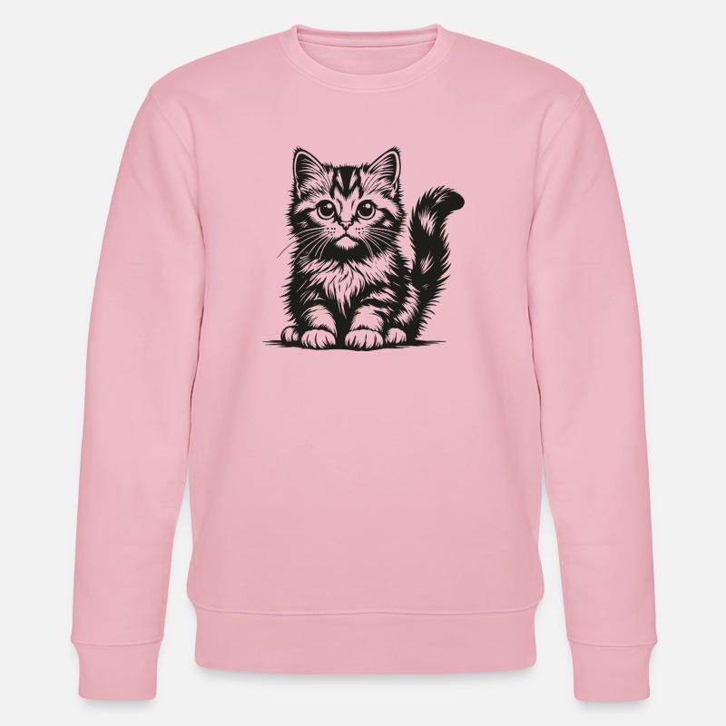 Schwarzes Kätzchen in Silhouette - Stanley/Stella Unisex Bio-Sweatshirt CHANGER  - Hellrosa