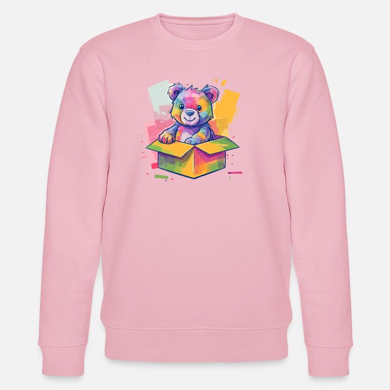 Rainbow Bear in a Box - Stanley/Stella CHANGER Unisex Organic Sweatshirt - cotton pink