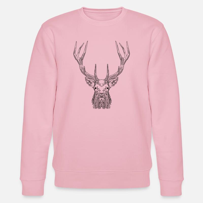 Tech Deer – Geometrischer Hirsch in Schwarz - Stanley/Stella Unisex Bio-Sweatshirt CHANGER  - Hellrosa