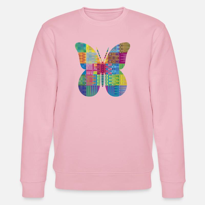 Bunter Patchwork-Schmetterling - Stanley/Stella Unisex Bio-Sweatshirt CHANGER  - Hellrosa