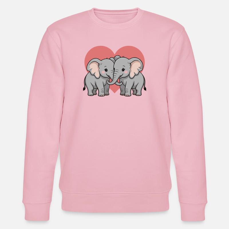 Elefant Paar Herz - Stanley/Stella Unisex Bio-Sweatshirt CHANGER  - Hellrosa