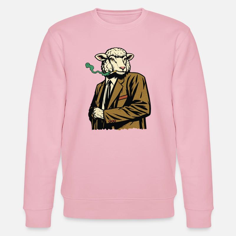 Schaf im Anzug mit Zigarette - Stanley/Stella Unisex Bio-Sweatshirt CHANGER  - Hellrosa