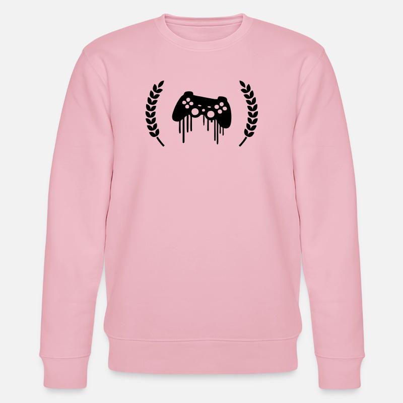 Gaming Controller Wreath Crest - Stanley/Stella CHANGER Unisex Organic Sweatshirt - cotton pink