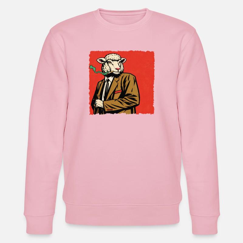 Lamm im Anzug mit Pfeife - Stanley/Stella Unisex Bio-Sweatshirt CHANGER - Hellrosa