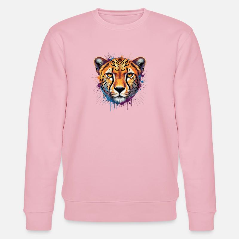 Bunter Leopard – Moderne Tier Illustration - Stanley/Stella Unisex Bio-Sweatshirt CHANGER  - Hellrosa