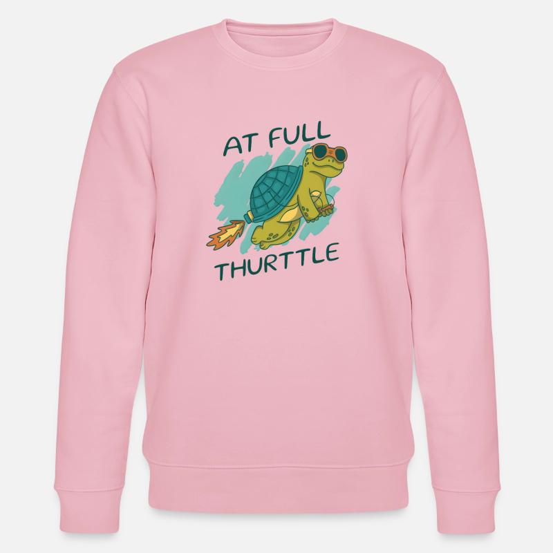 At Full Thurttle – Funny Rocket Turtle - Stanley/Stella CHANGER Unisex Organic Sweatshirt - cotton pink