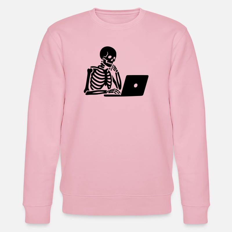 Skeleton on laptop computer - Stanley/Stella CHANGER Unisex Organic Sweatshirt - cotton pink