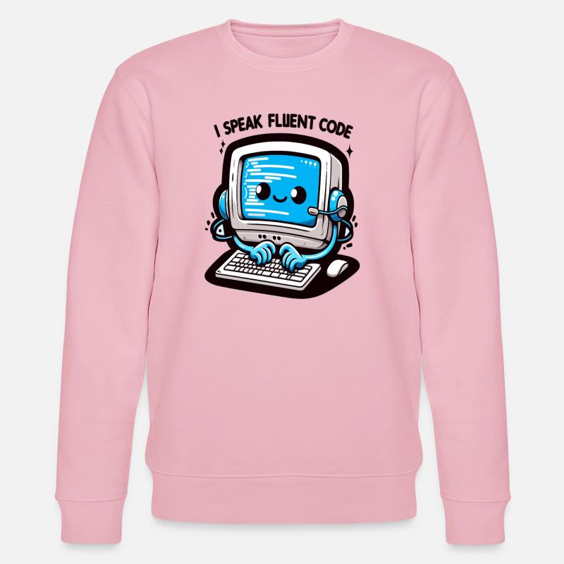 I Speak Fluent Code Retro Computer - Stanley/Stella CHANGER Unisex Organic Sweatshirt - cotton pink